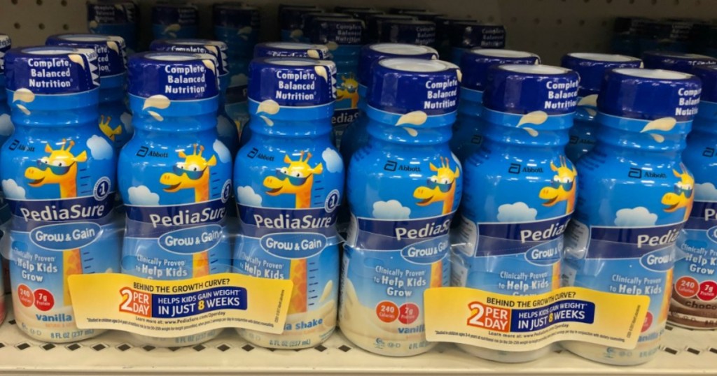 vanilla bottles of PediaSure Grow & Gain Shakes