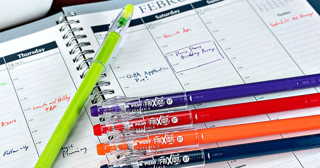 Pilot FriXion ColorSticks Erasable Gel Pens on planner
