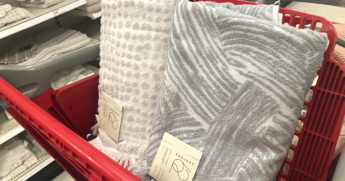 towels in a cart