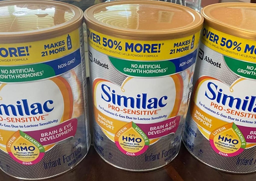 three cans of Similac infant formula