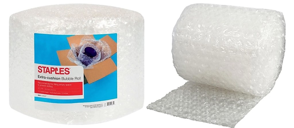 two rolls of staples brand bubble wrap
