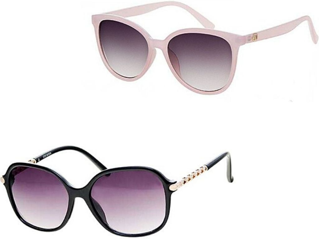 two pairs of oversize sunglasses