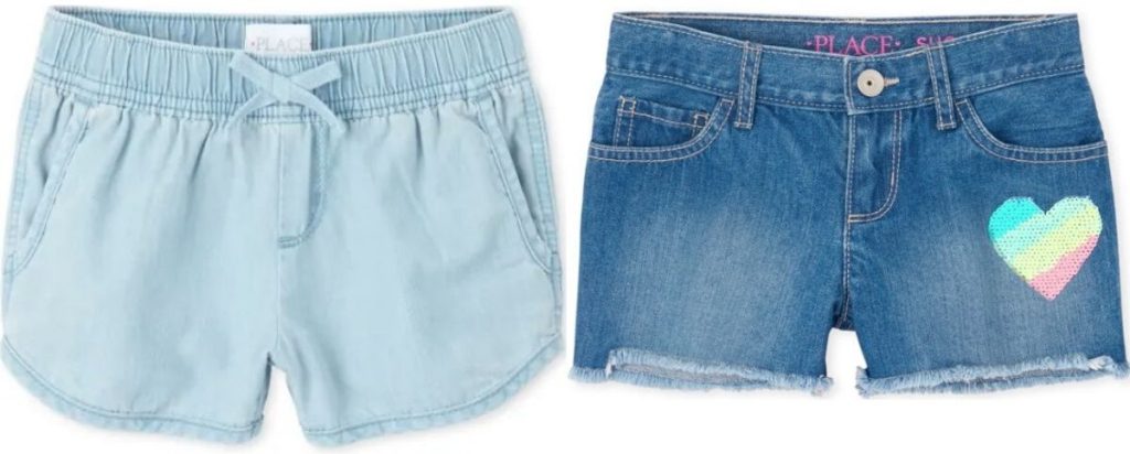 two pairs of denim shorts