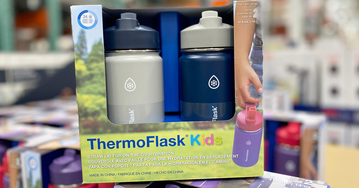 ThermoFlask Kids Water Bottles Stainless Steel Water Bottle With Straw New  414ml