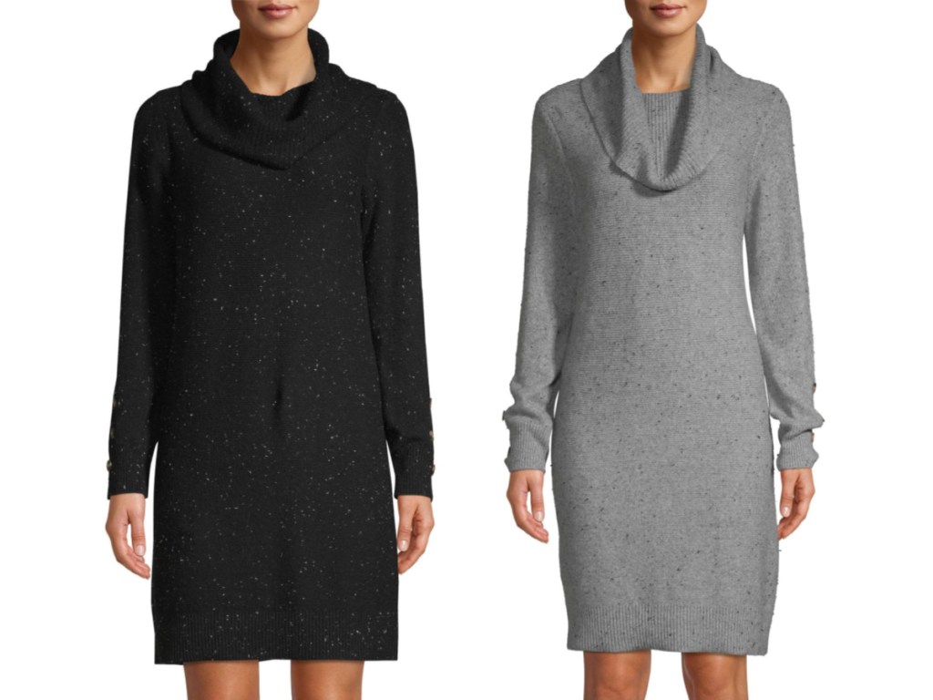 Time and Tru Women's Cowl Neck Dresses on models