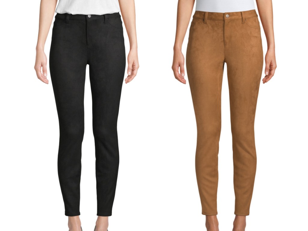 Time and Tru Women's Suede Fashion Pants on models