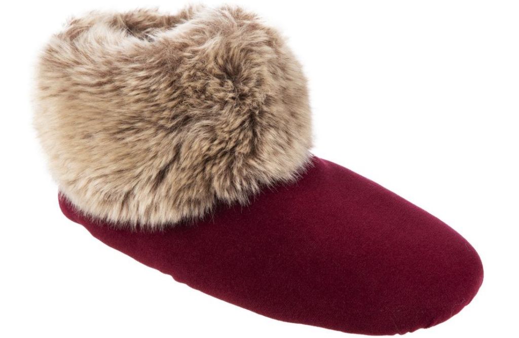 slipper bootie with fur on the top