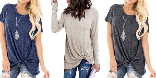 These Women’s Twist Knot Tees are Soft & Trendy AND Have 3,500 5-Star Reviews on Amazon