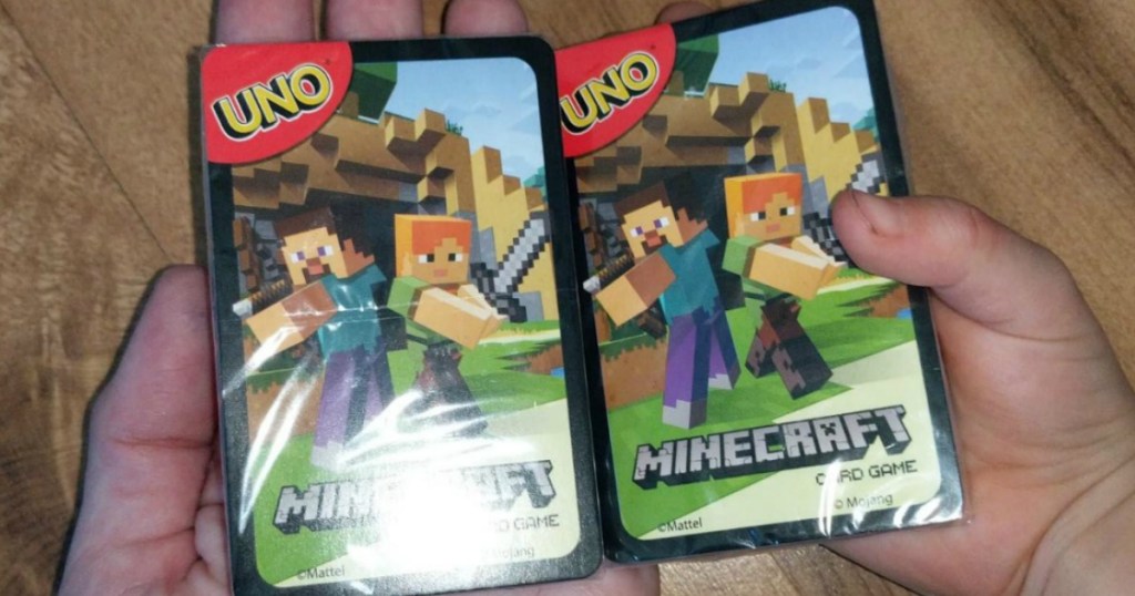 UNO Minecraft cards in hands