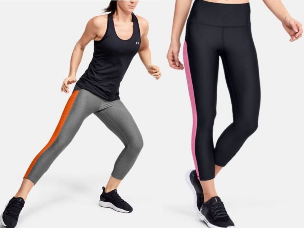 two women wearing athletic stretch pants 