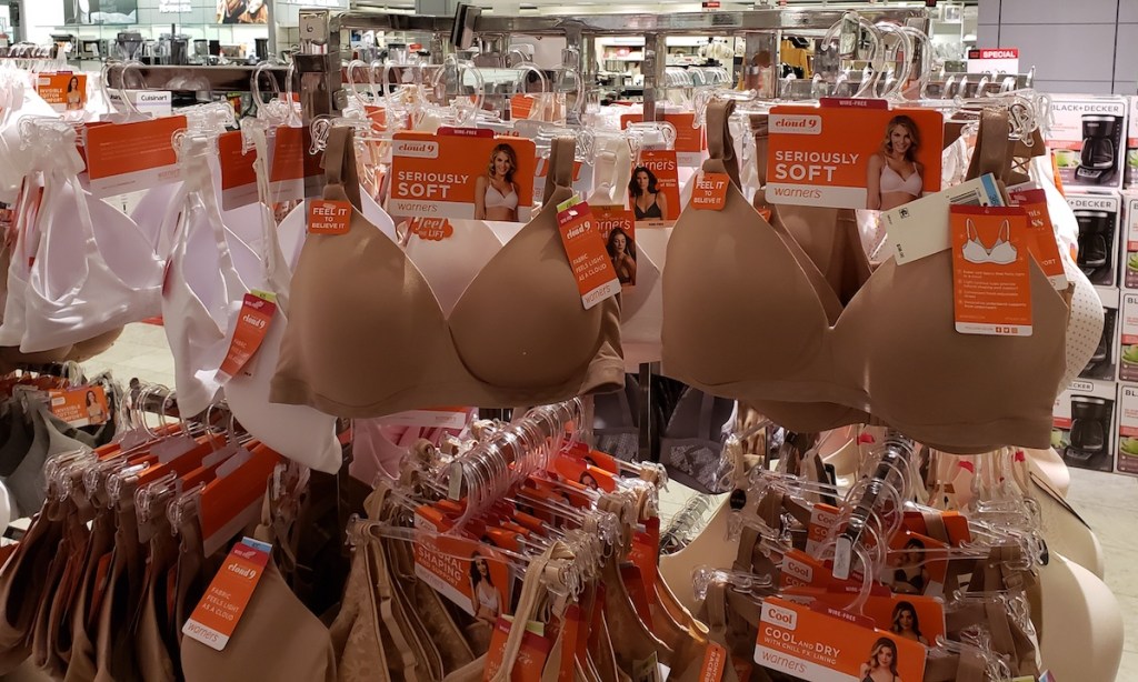 rack of Warners bras at Macy's