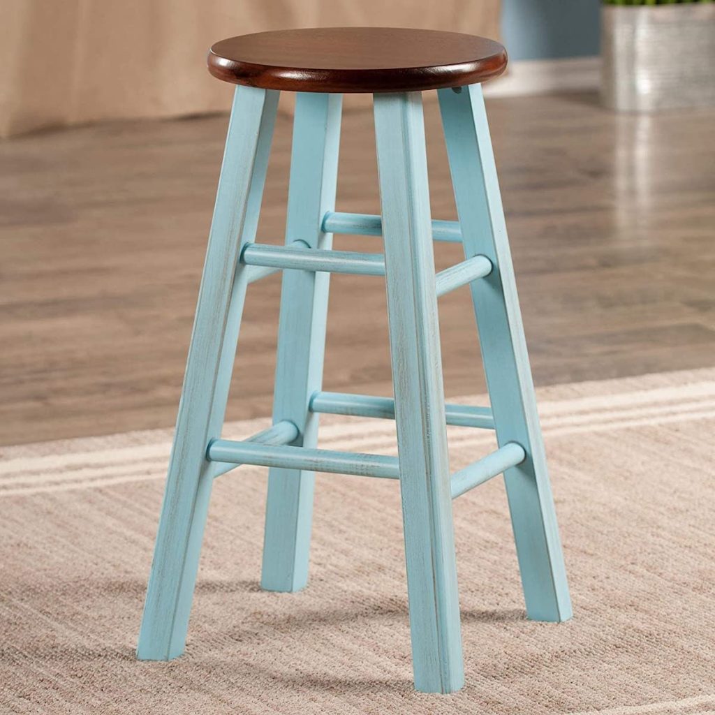 blue and brown brushed Winsome Wood Ivy Stool in home