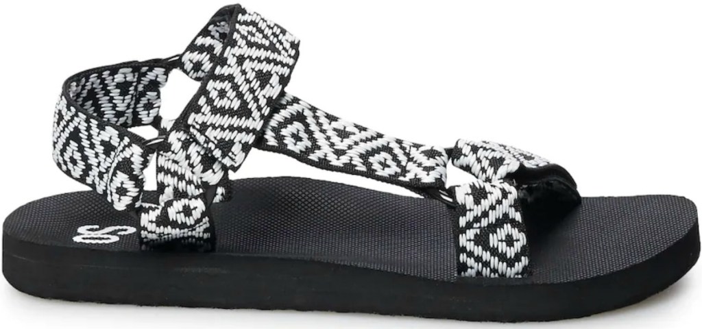 Women's black and white strappy sandal