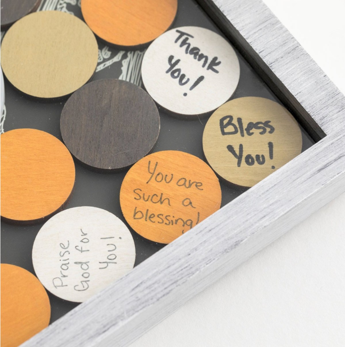 We Thank God for You Wood & Glass Shadow Box Plaque with Wooden Coins