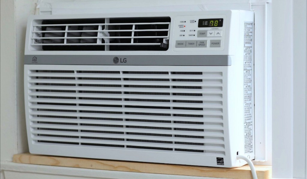 White air conditioning wall unit ac temperature set at 78 degrees