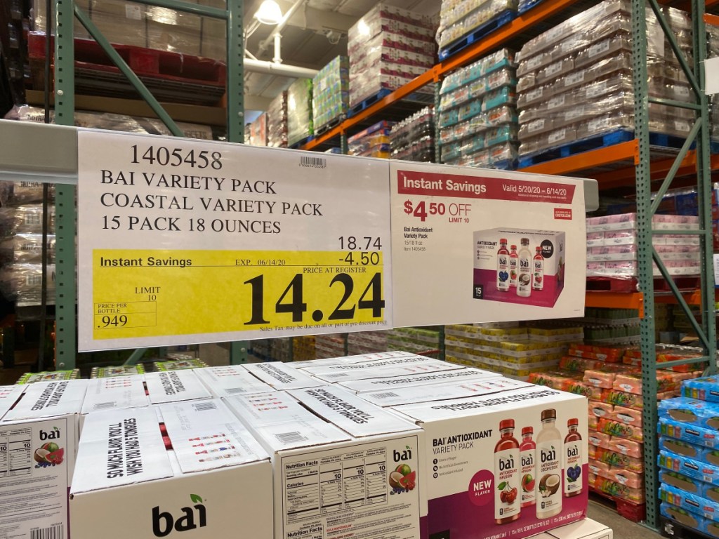 Bai variety pack boxes sale sign
