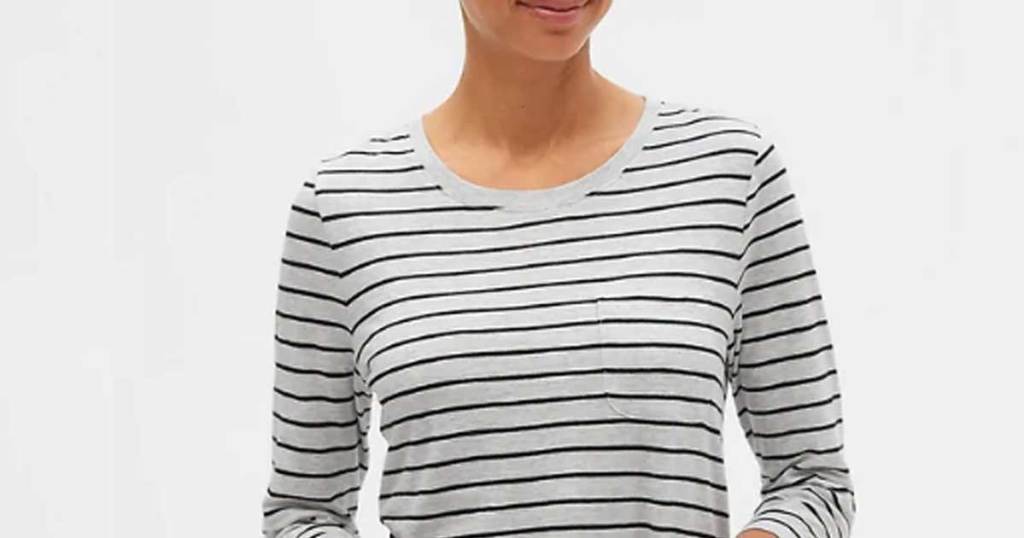 model wearing a women's shirt