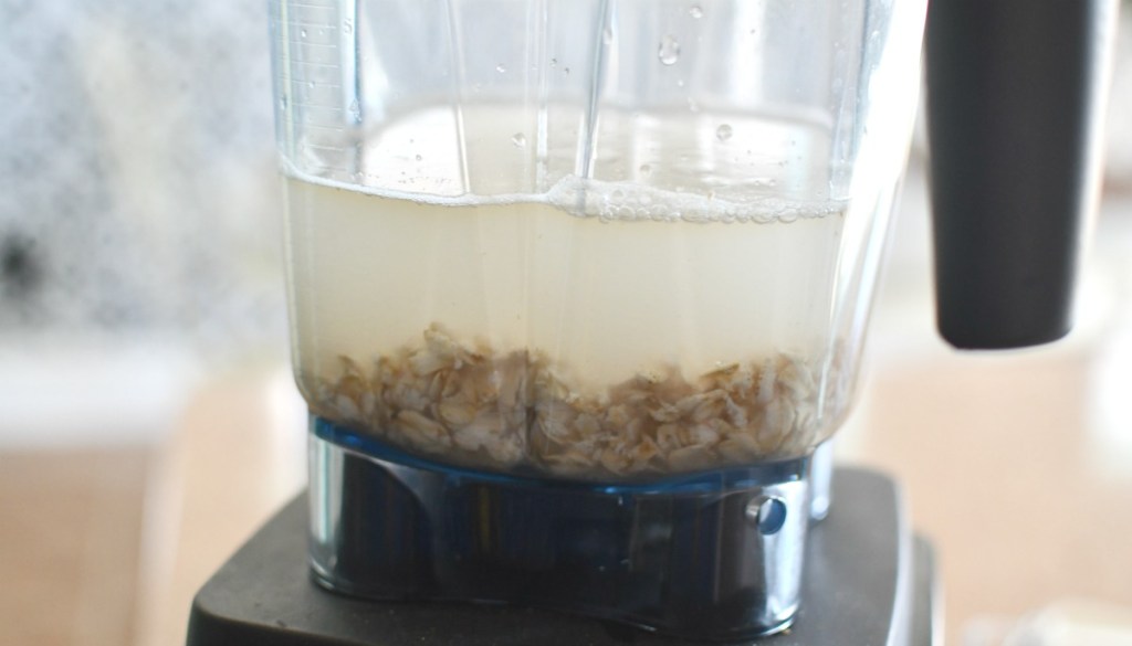 blending oat milk in a vitamix