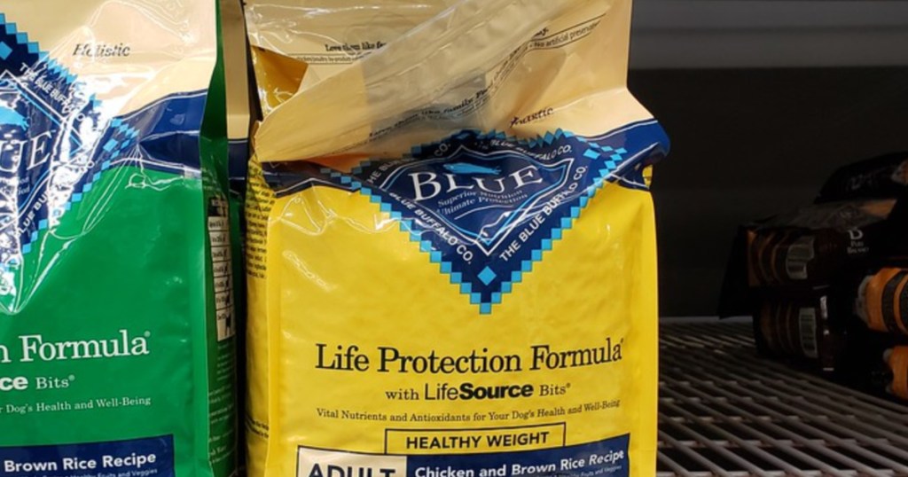 Blue buffalo life protection formula on shelf