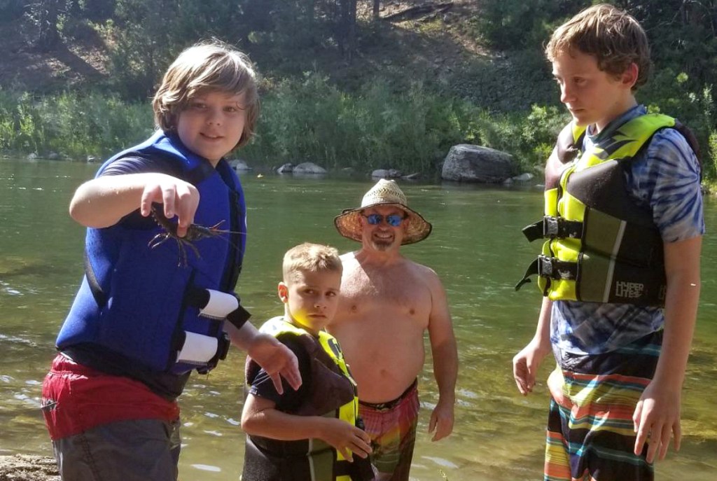 family wearing life jackets