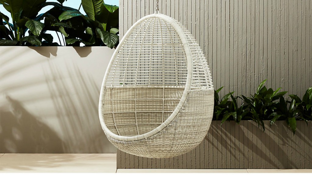 white hanging egg chair