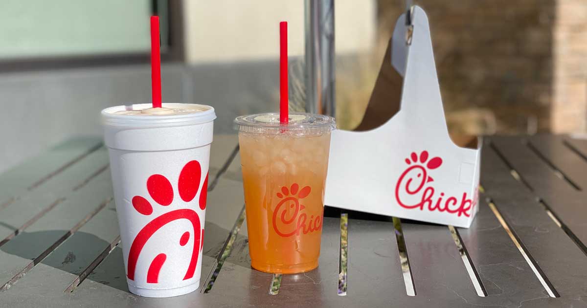 Chick fil a tea and shake on table