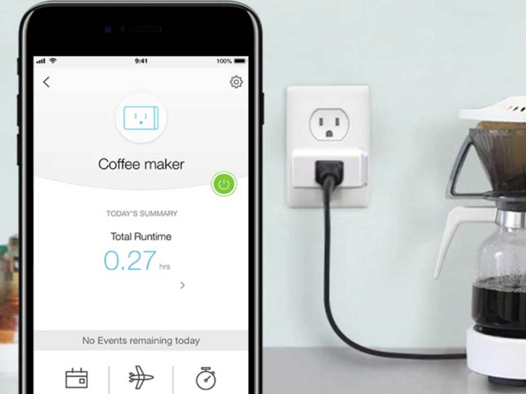kasa app with coffee maker on it and one in the background plugged in