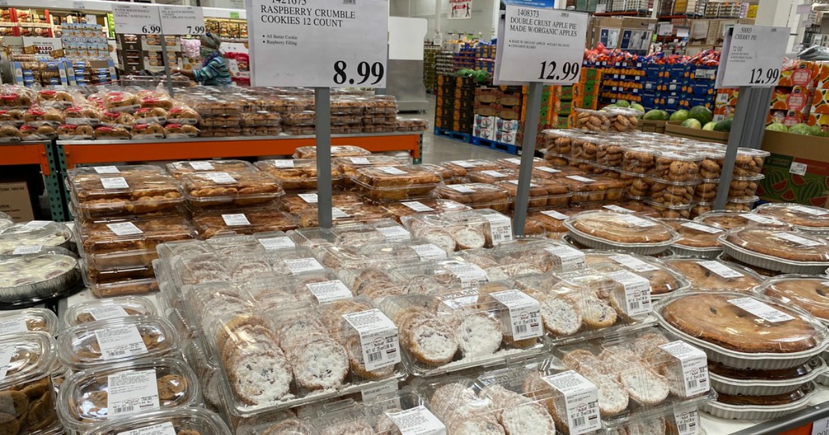 boxes of cookies and pastries on display at costco