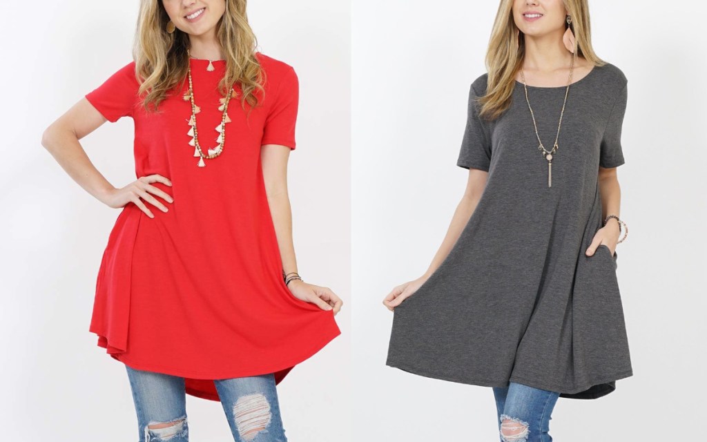 crewneck tunic on zulily gra and red
