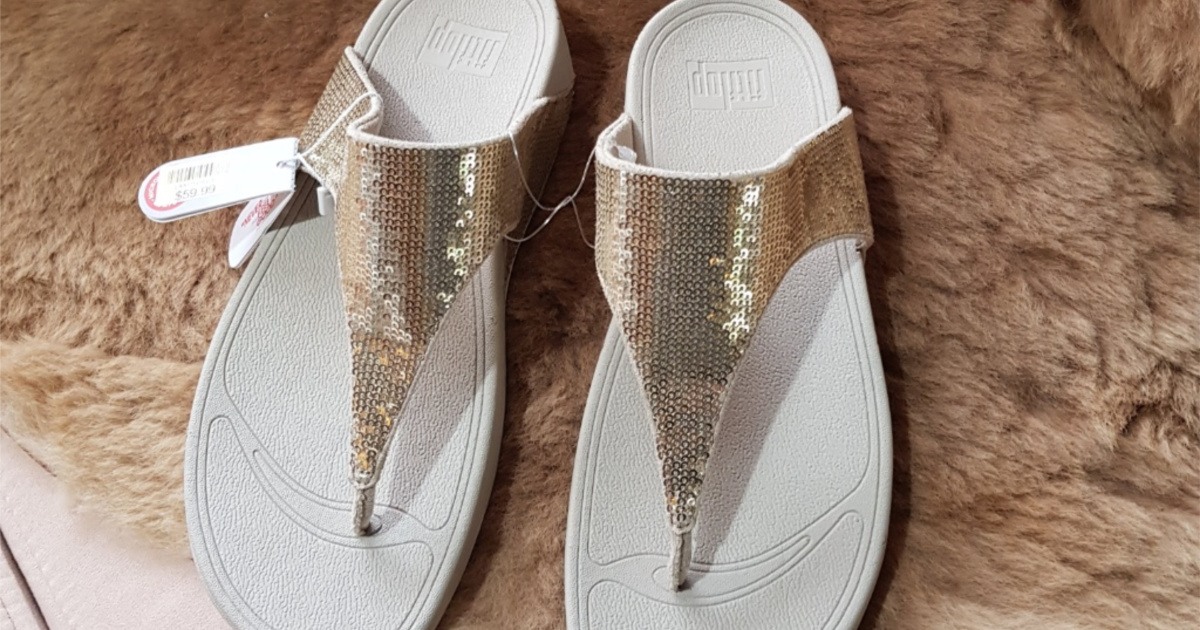 women's white gold sequin strap sandals on fur material