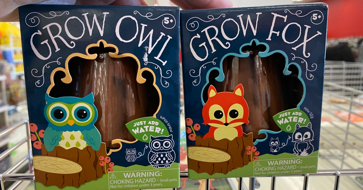 grow animal toys in a store