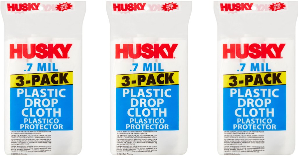 3 Husky Plastic Drop Cloth packages