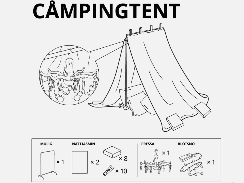 visual instruction on how to build a camping fort