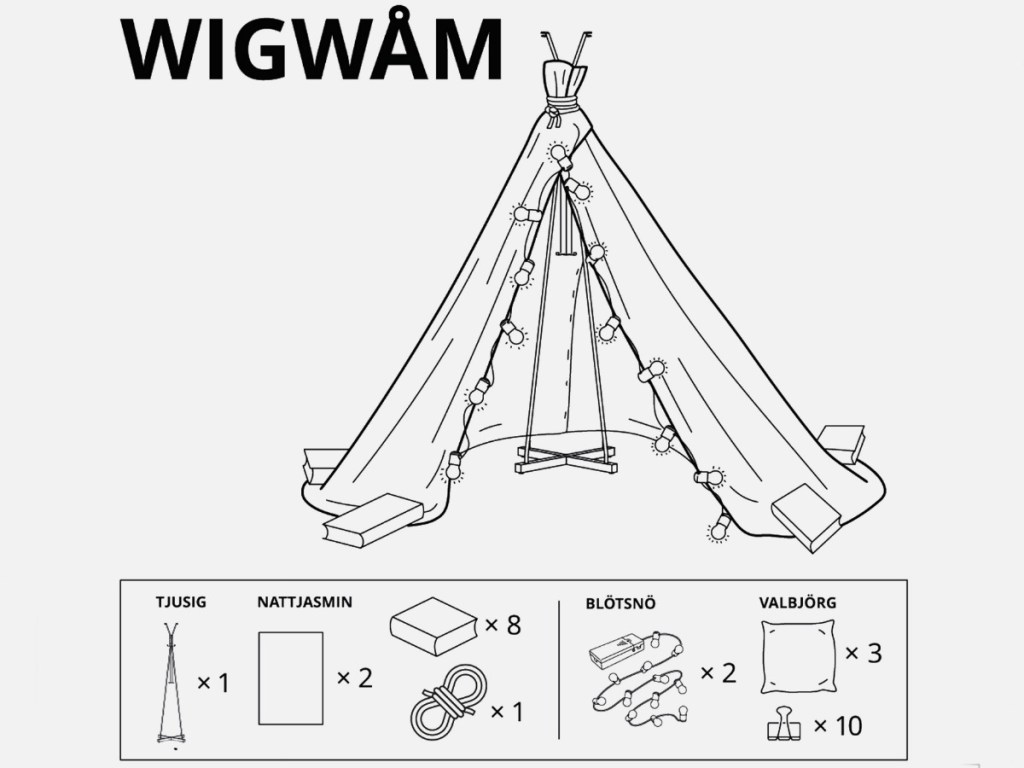 instructions on how to build a wigwam fort