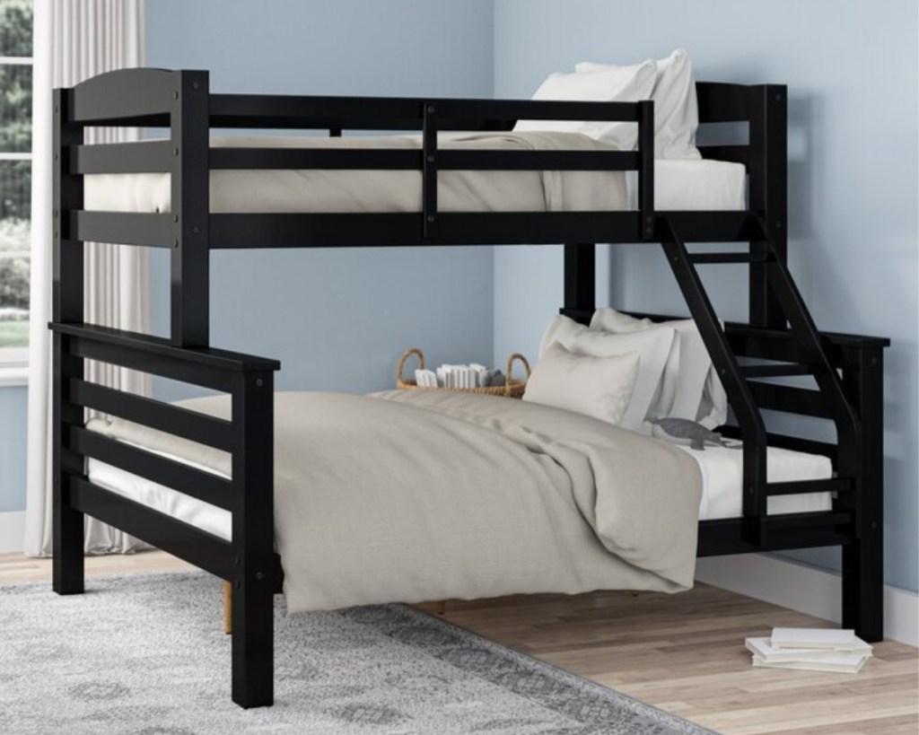 black bunk bed with twin over full on wayfair