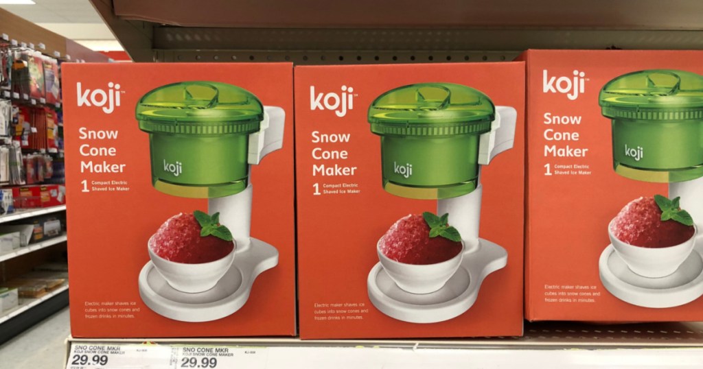 Koji snow cone maker boxes on store shelf