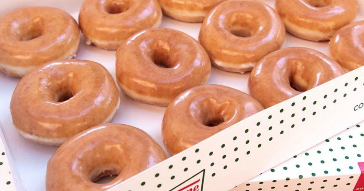two boxes of Krispy Kreme doughnuts