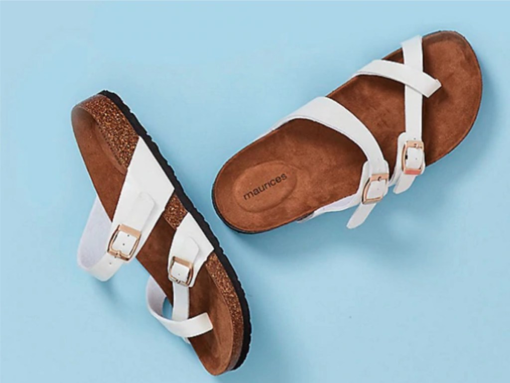 white sandals with blue background