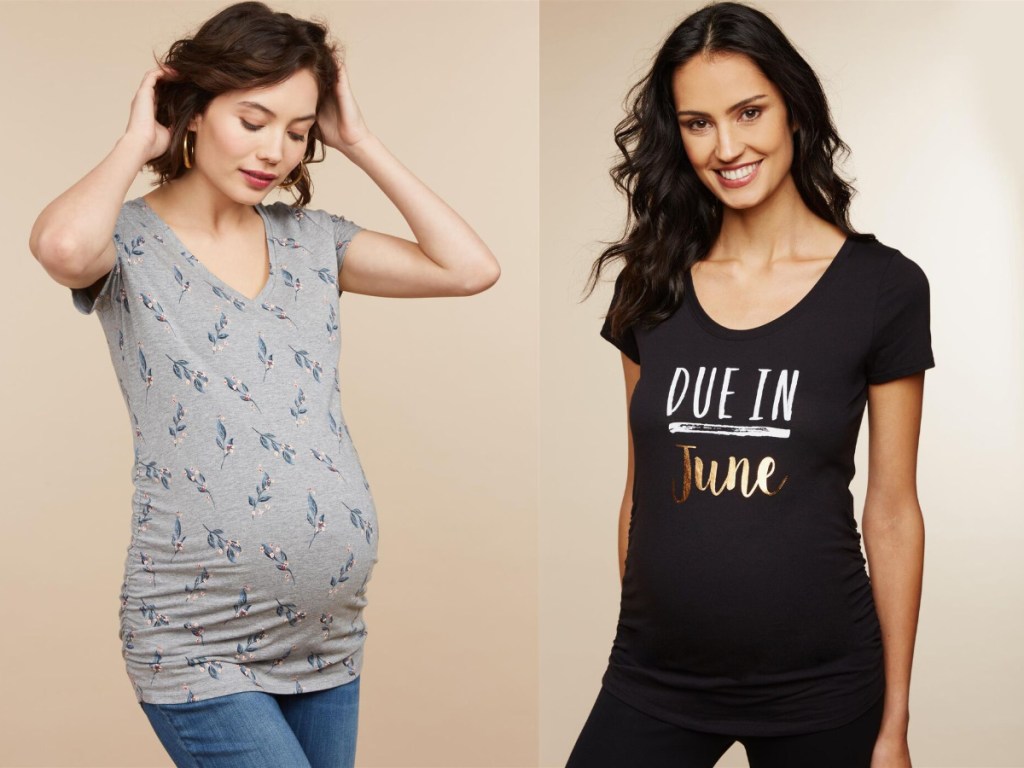 pregnant women wearing graphic tees