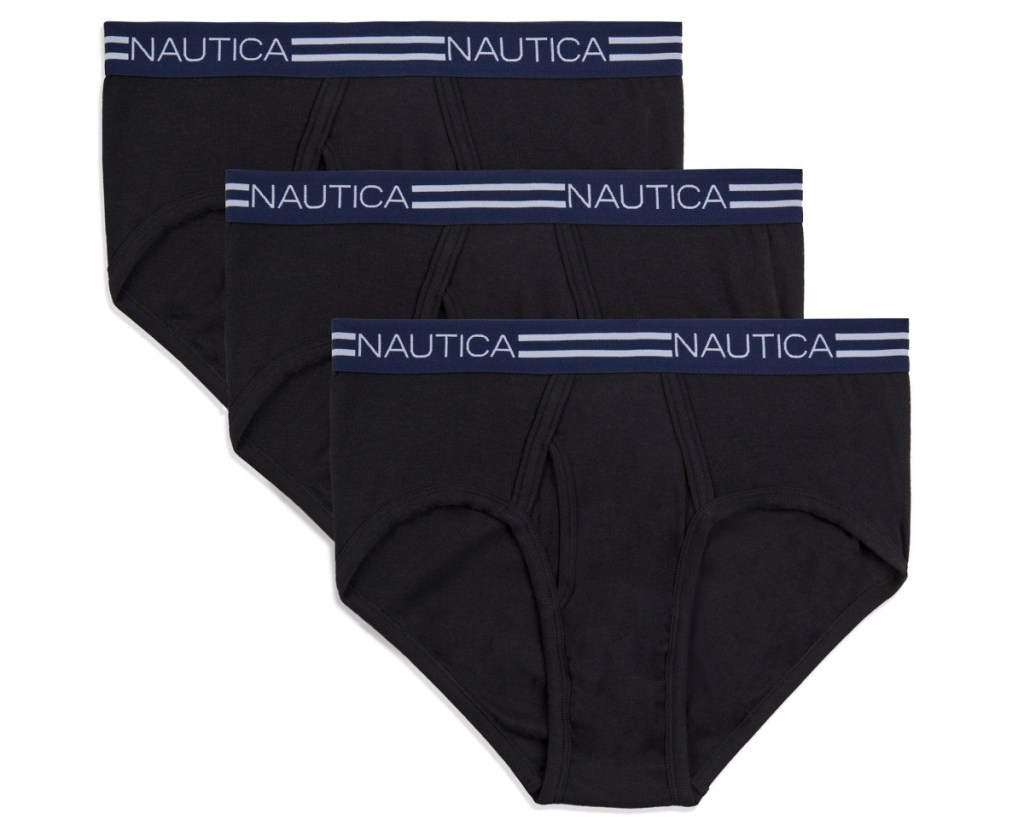 nautica mens black briefs 3 pair