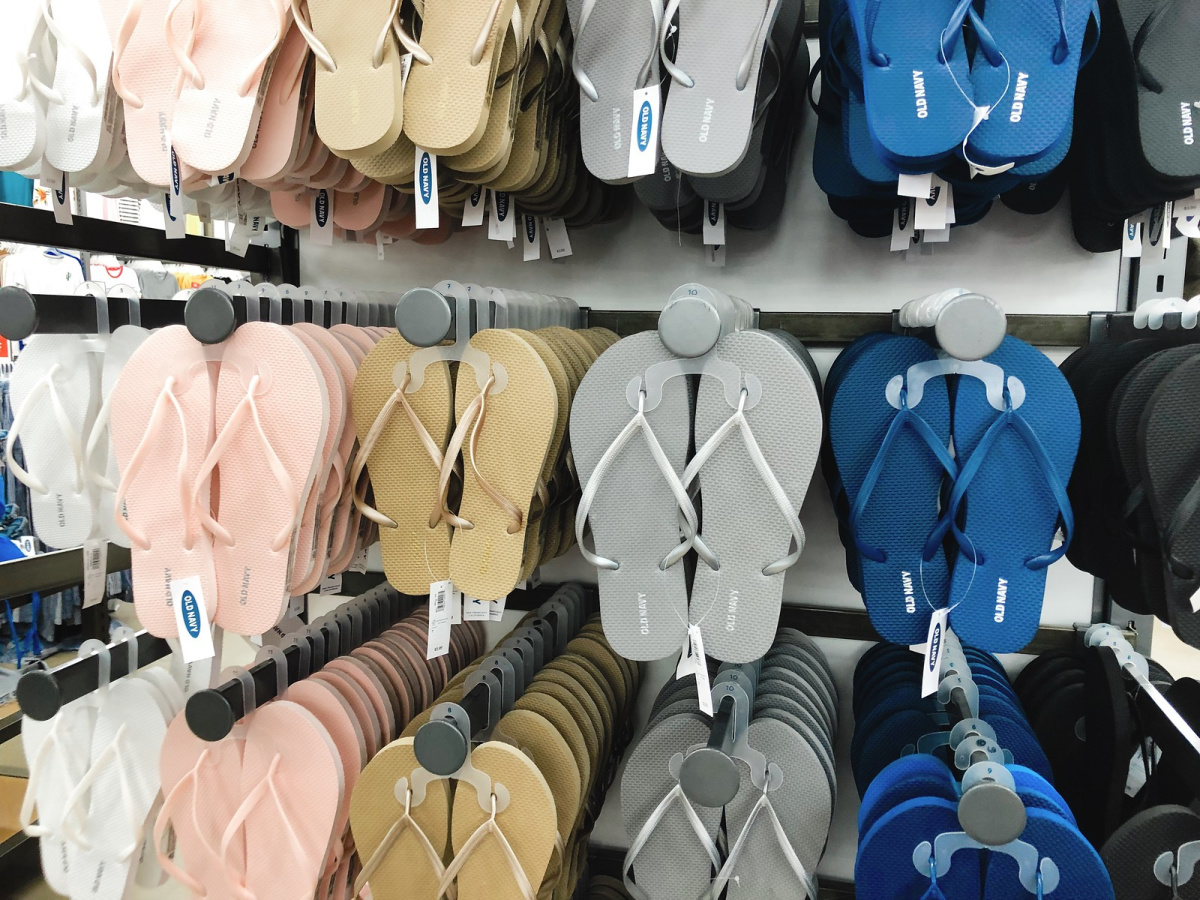 wall selection of old navy flip flops