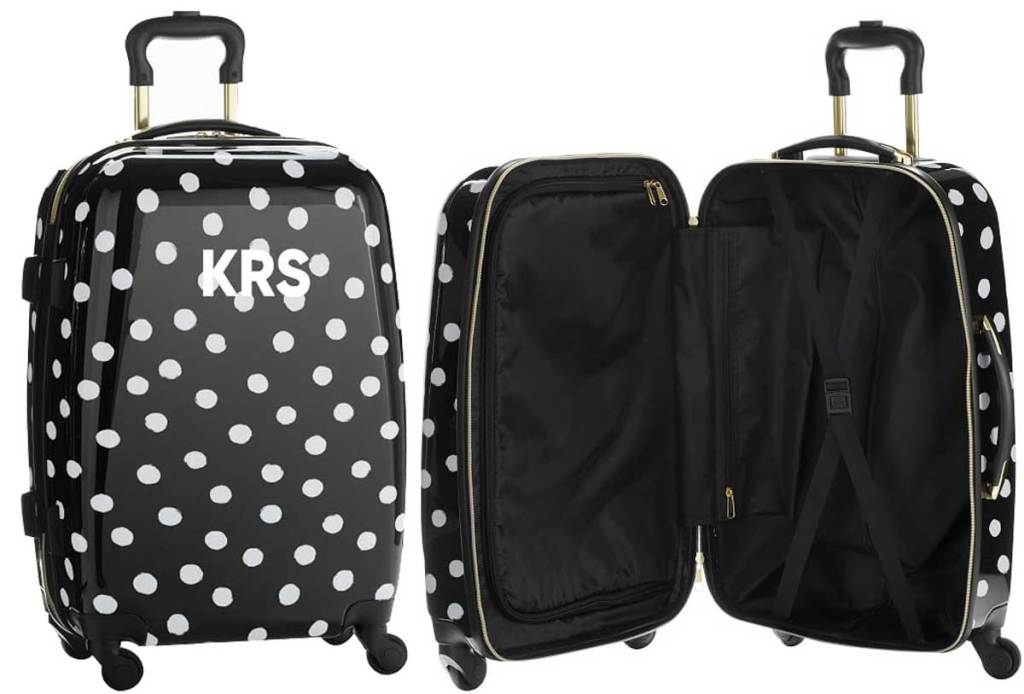 polka dot black and white luggage