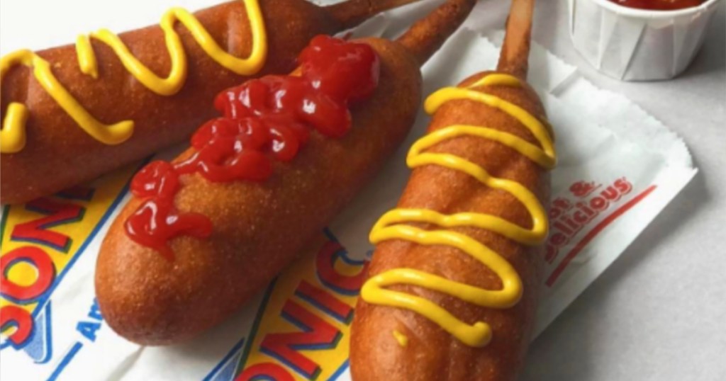 sonic corn dogs with ketchup and mustard