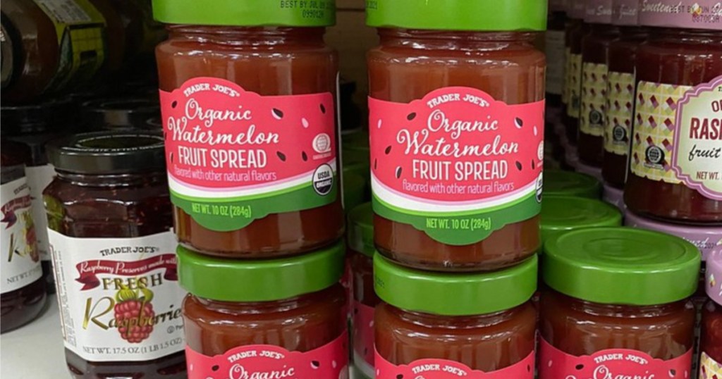 watermelon fruit spread on shelf at trader joes
