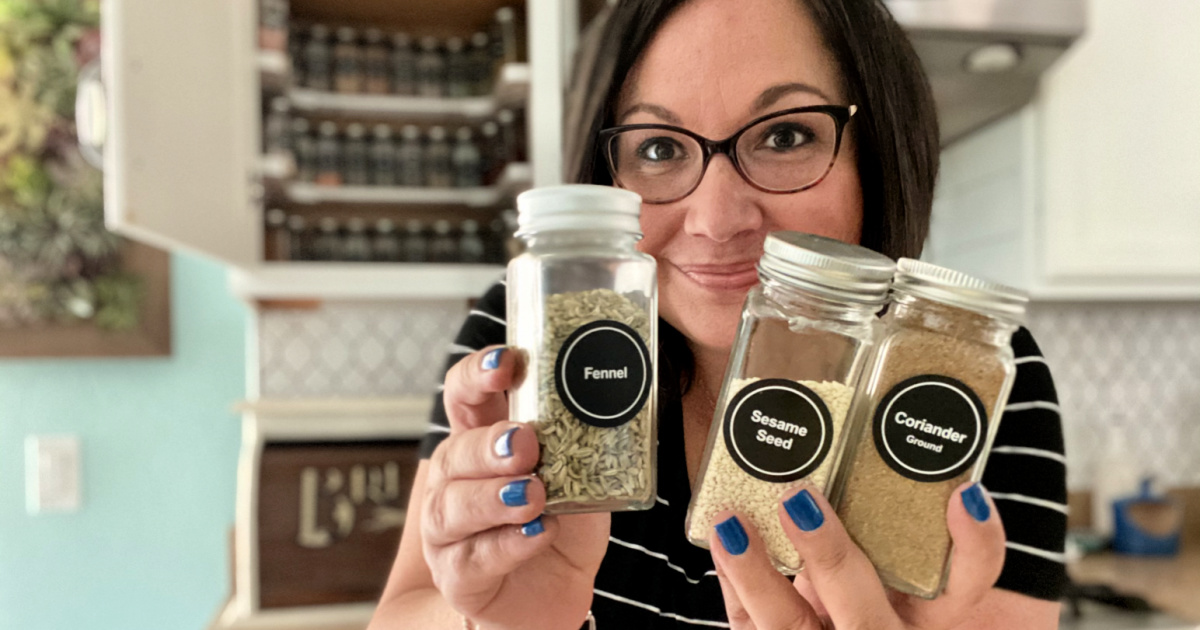 woman holding spice jars from amazon 