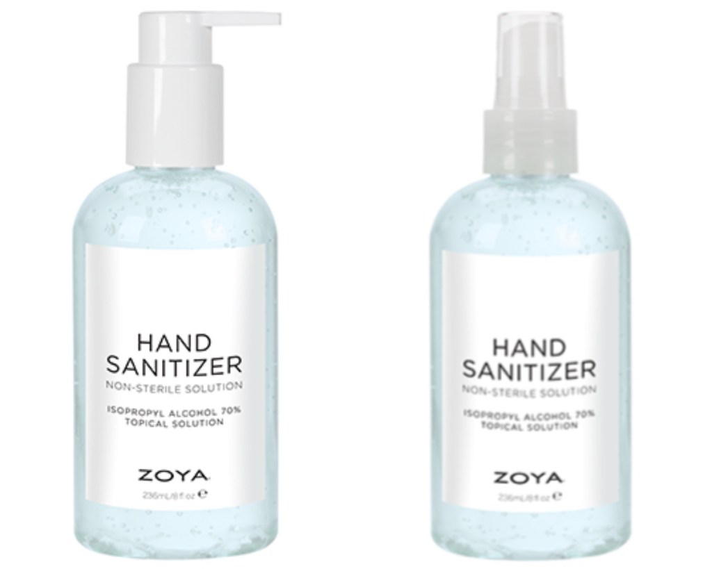 zoya hand sanitizer pump and sprayer side by side