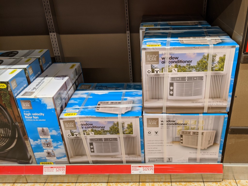 Easy Home Window Air Conditioner on store shelf