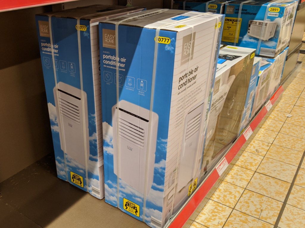 Easy Home Portable Air Conditioner on store shelf