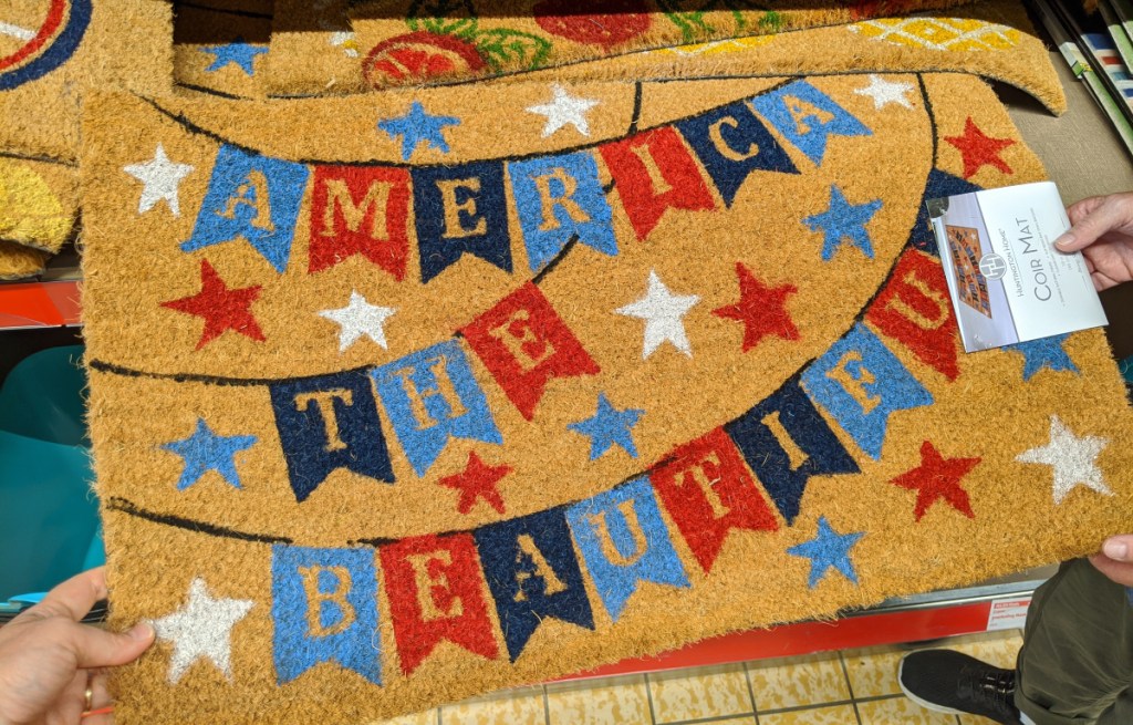 America the beautiful banner themed doormat