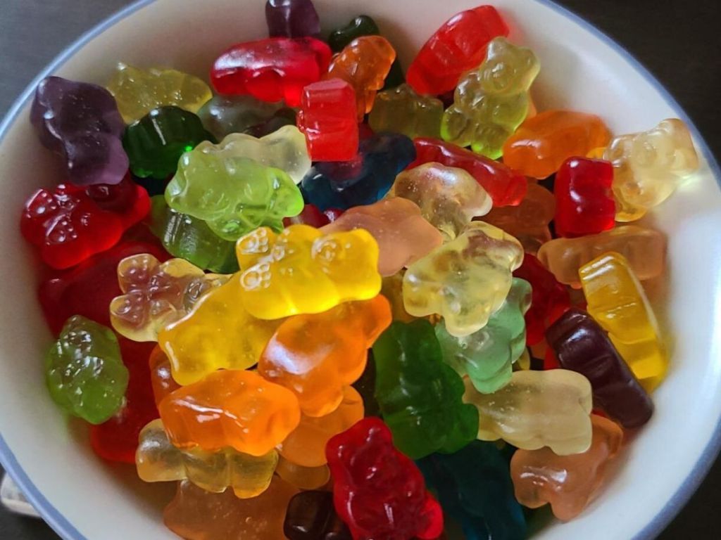 Boozy Rummy Bears (Alcohol Infused Gummy Bears Recipe) | Hip2Save eating sugar free gummy bears